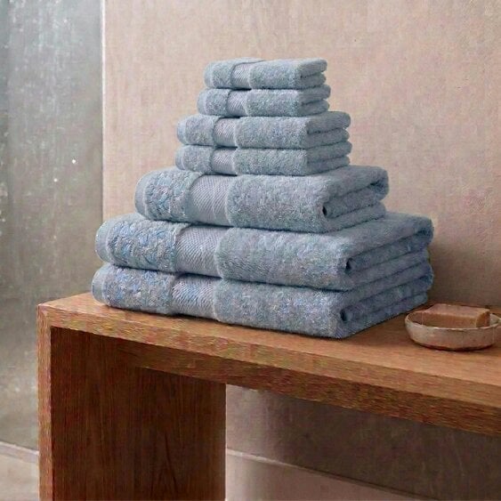 Vision V475 - 8 Piece 100% Cotton Towel Bundle - Pale Blue