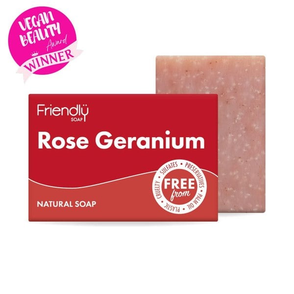 Friendly soap - rose geranium natural soap bar with packaging