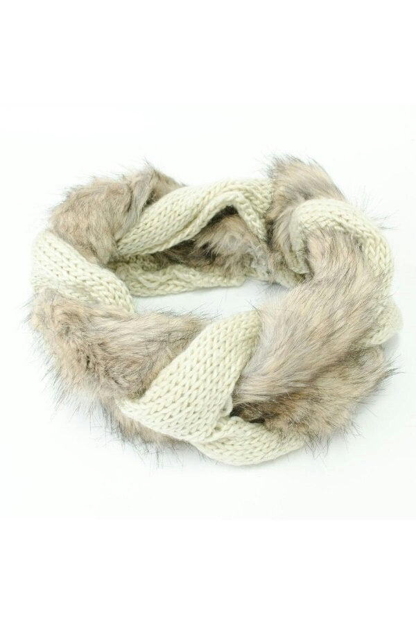 ikrush Saoirse Knitted Faux Fur Twist Neck Warmer