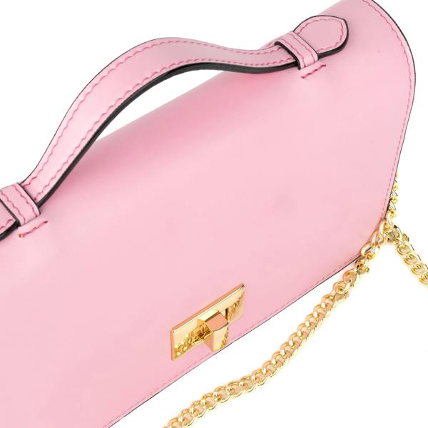 Embassy London Envy - Pink & Pink - Women's leather flap clutch bag with strap