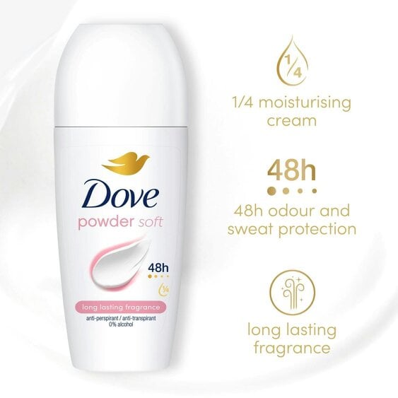 Dove Powder Soft Roll On Anti-Perspirant Long Lasting Fragrance 48H, 36x50ml