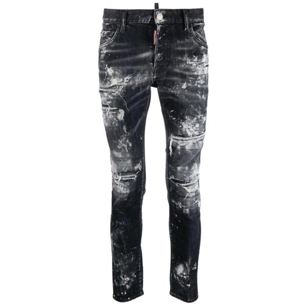DSQUARED2 Skater Jean Destroyed Paint Effect Black Jeans W28