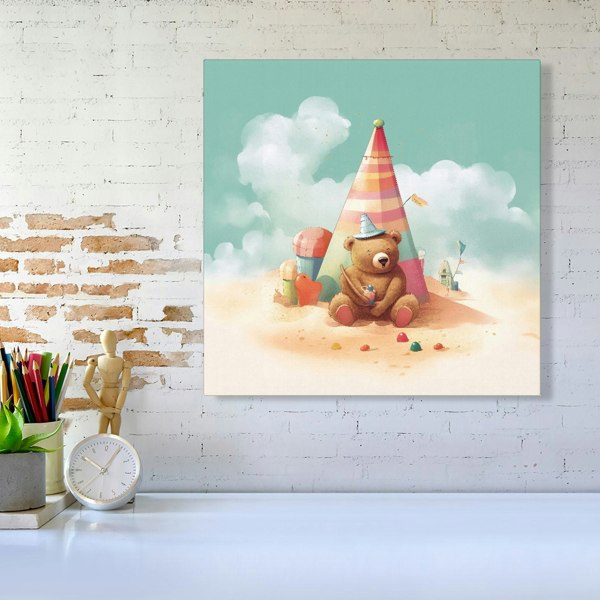 Warren Reed A Bear On A Beach Holiday Canvas