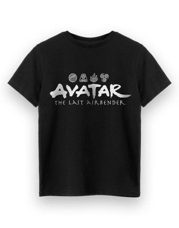 Avatar: The Last Airbender Boys Black Element Logos Short Sleeved T-Shirt