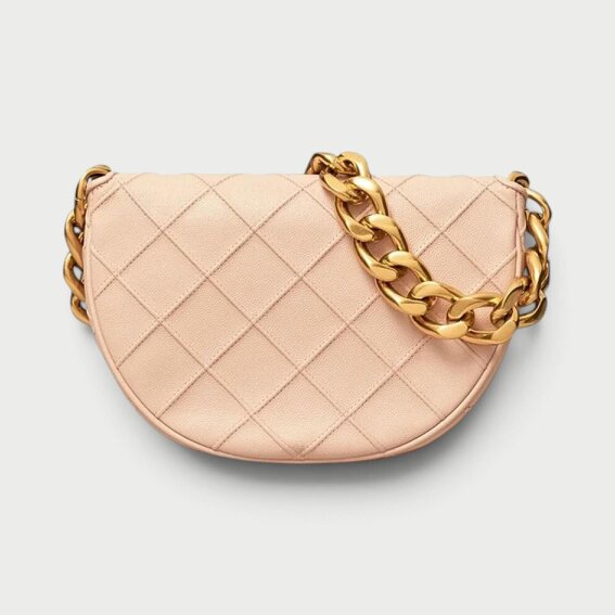 Tory Burch Fleming Soft Grain Mini Crescent Bag Blush Pink