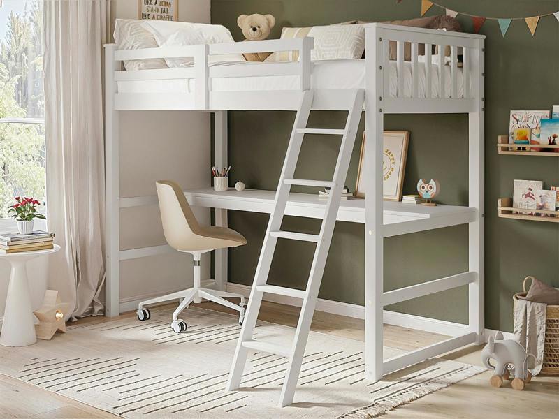 Jules High Sleeper with Desk White