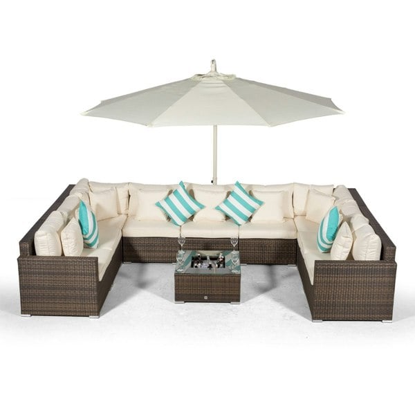 Giardino Havana 9 Seat Rattan Garden Sofa Set with Ice Bucket Coffee Table