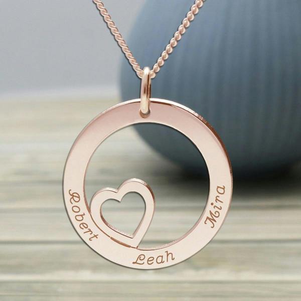 Christopher James of London 9ct Rose Gold Plated Heart Disc Personalised Necklace