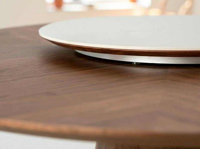 Angel Cerdá Rotating Round walnut dining table 1016