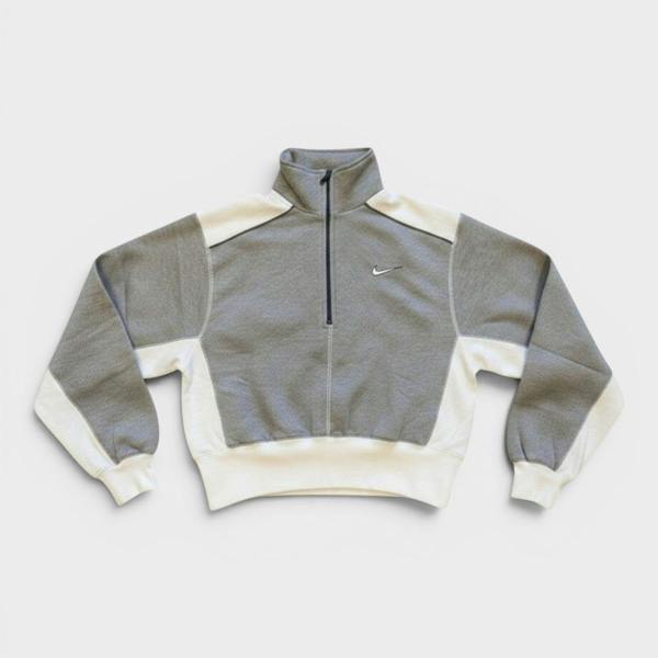 Nike Quarter Zip Pullover Sweatshirt Grey White