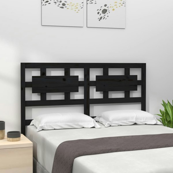 Berkfield Bed Headboard Black 205.5x4x100 cm Solid Wood Pine