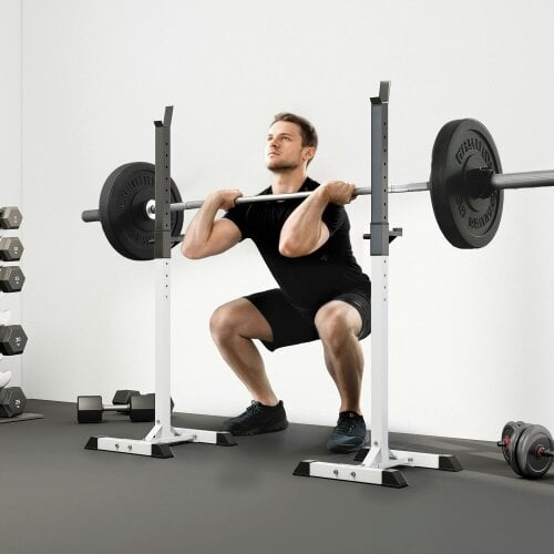 HOMCOM Power Rack Weight Stand Bar Barbell Squat Stand Spotter for Home Workout