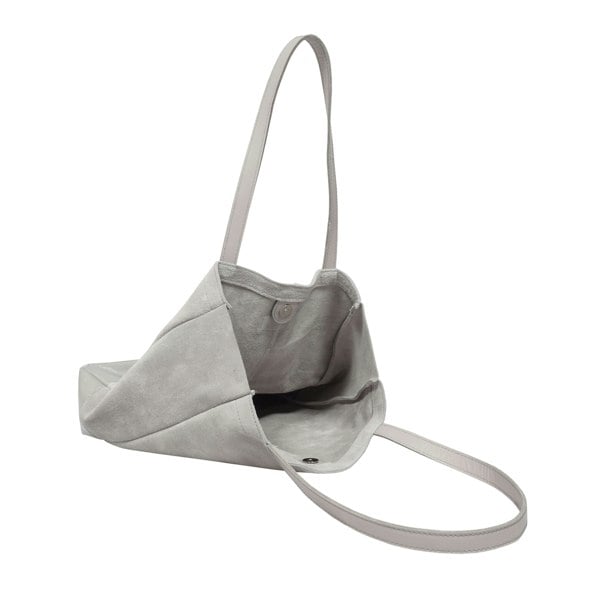 Assots London 'PAIGE' Grey Real Leather + Silver Metallic Leather Tote Bag
