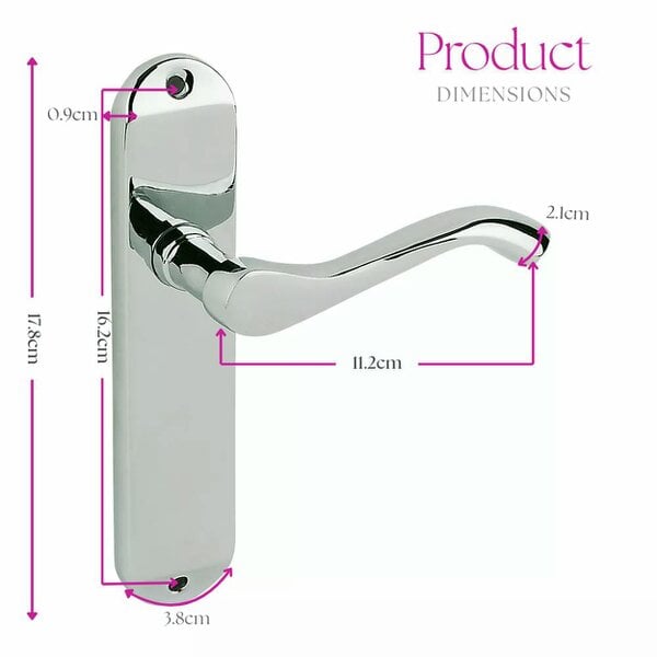EDH Door Hardware Door Handles Cadenza Chrome Scroll on Backplate, Latch, Lock & Bathroom Sets