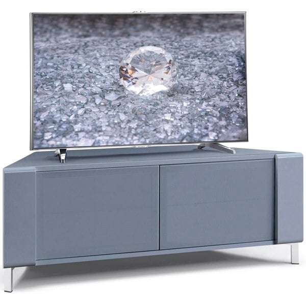 MDA Designs CORVUS Corner-Friendly Grey BeamThru Glass Doors with Grey Profiles Contemporary Cabinet for Flat Screen TVs up to 50"