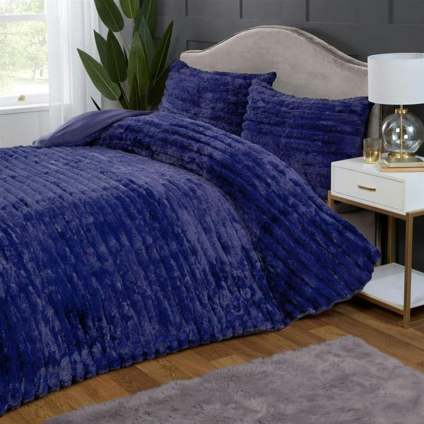 Rabbit Fur Midnight Blue Duvet Cover Set