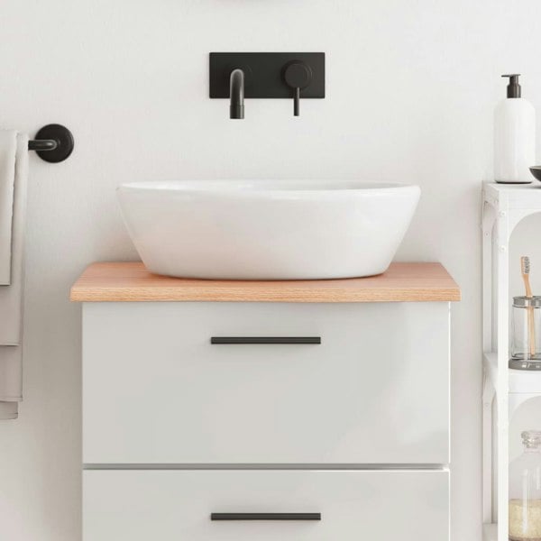 Berkfield Bathroom Countertop Light Brown 60x60x2 cm Treated Solid Wood