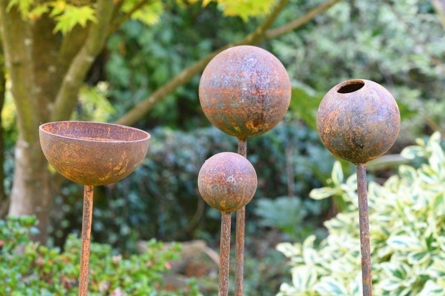 Savage Works Garden Sculpture Bundle | Rusty Garden Ornaments | Rusts with Rain.