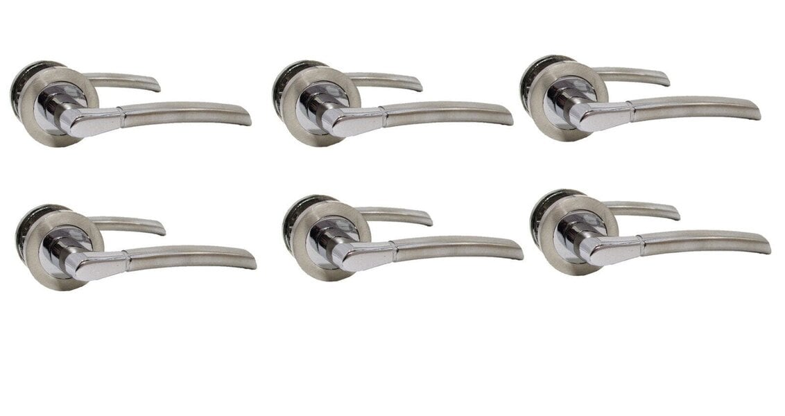 EDH Door Hardware Epsom Door Handle Internal Chrome & Satin Duo Door Handles- 6 sets