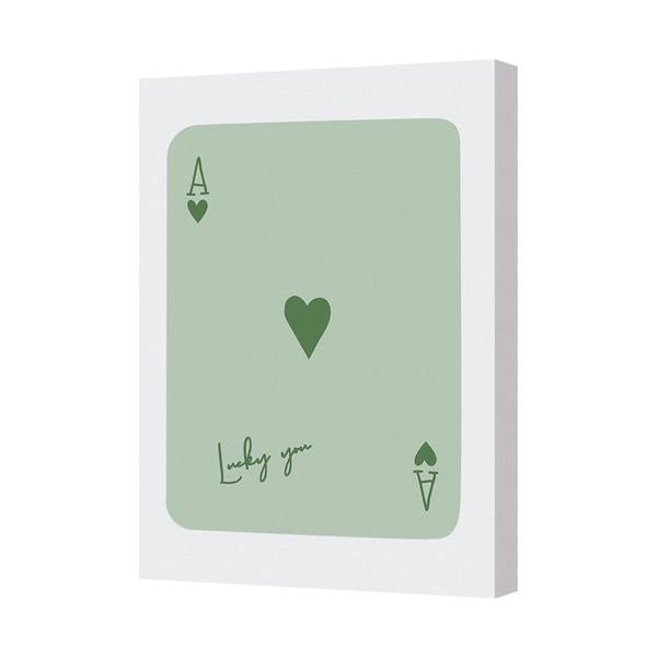 Benjamin Tate Design Green Ace Card Canvas Wall Art Print With Hearts And Lucky You