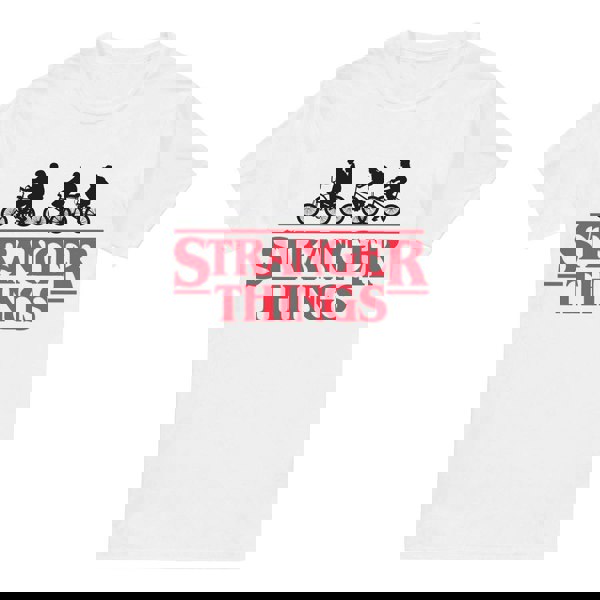 Stranger Things Mens Silhouette Bike Logo T-Shirt - White