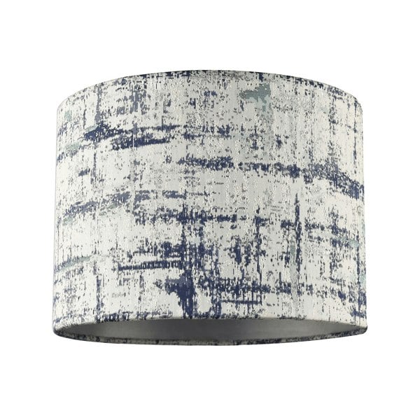 Unique Navy Blue and Silver Camouflage Jacquard Fabric Drum Lamp Shade Image 1