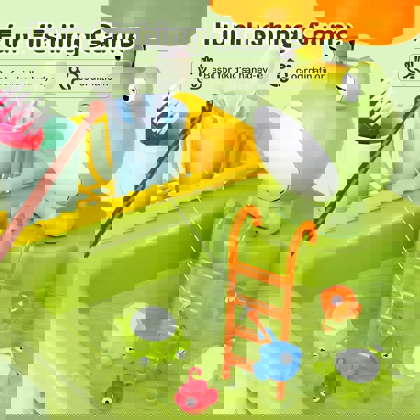 deAO Toys Kitchen Toy Set Simulated Kitchen Frog Duck Sink with Water Supply Function, Simulated Dishwashing Set