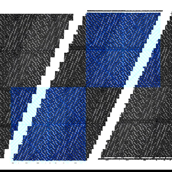 Monstershop Vented Garage Floor Tiles With Edges – 60 Black & 60 Blue