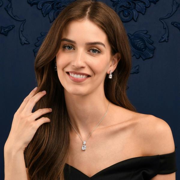 namana 925 Sterling Silver Double Rectangle Statement Pendant Necklace