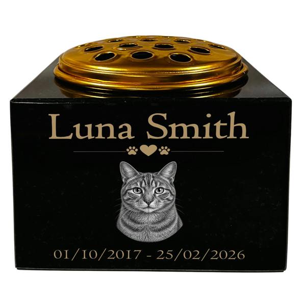 Memorials Direct Cat Memorial Granie Photo Small Vase