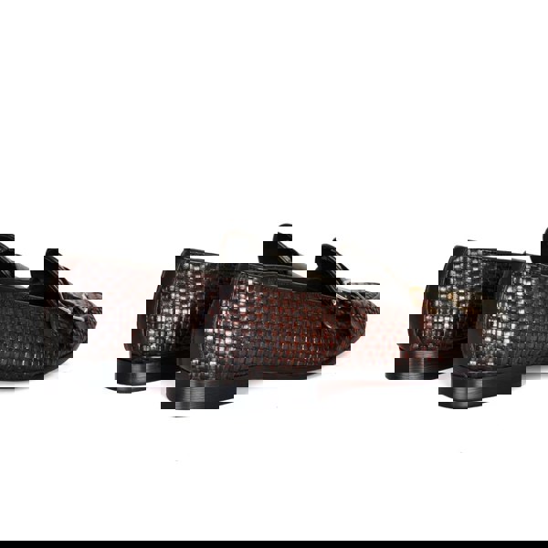 Lorenzo Woven Monk Strap Loafers - Coffee