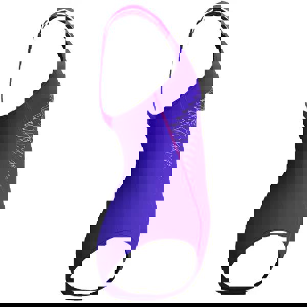 Speedo girls medley logo medalist swimsuit in purple with white waves