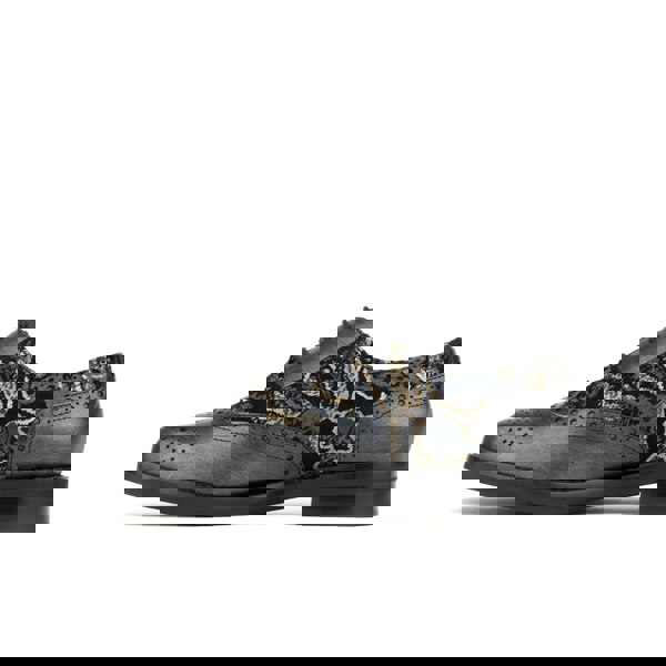 Embassy London Vivienne - Black & Grey & Gold - Women's oxford lace-up shoe with brogue details