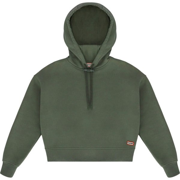Hunter Liza Cropped Cotton Women's Green Hooded Sweatshirt
