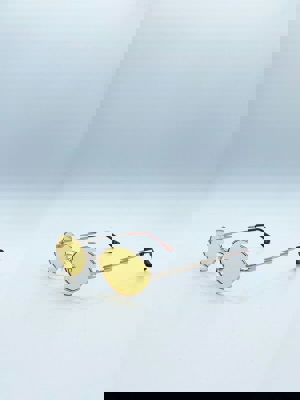 SVNX Metal Oval Frame Sunglasses with Orange Lenses