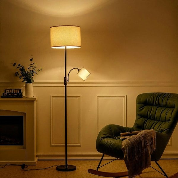 2-Light Floor Standing Lamp with Adjustable Head Floor Lamps Living and Home