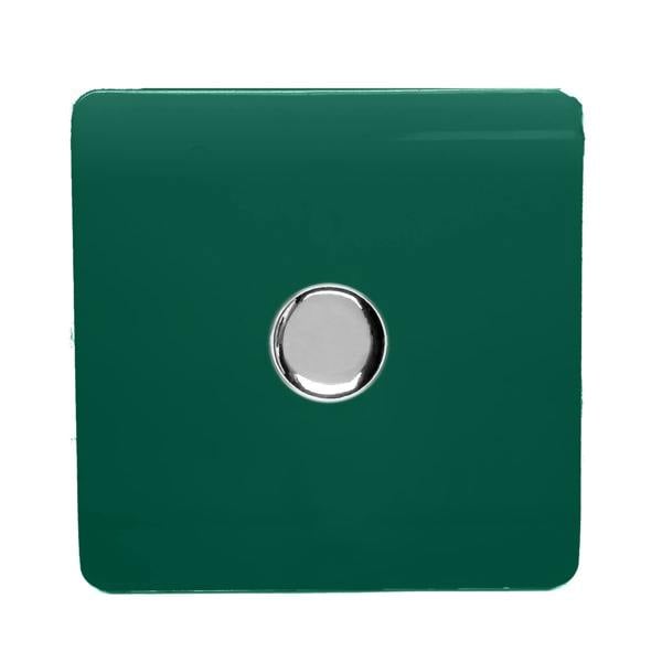 Trendi 1 Gang 2 Way 150w LED Dimmer Screwless 10 Amp Wall Light Switch in Dark Forest Green - ART-LDM150WDG