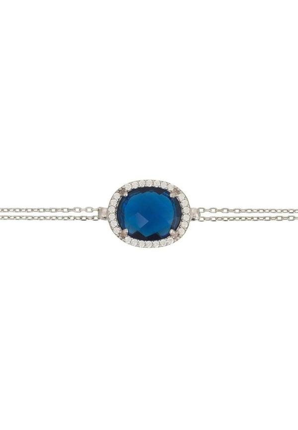 Beatrice Oval Gemstone Bracelet Silver Sapphire Hydro - LATELITA Bracelets