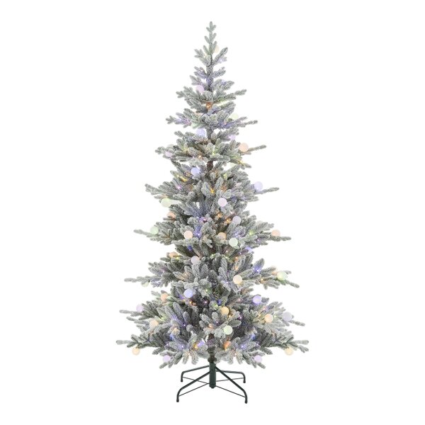 Outdoor Living Aurora Winter Glow Flocked White Multi-Colour Christmas Tree