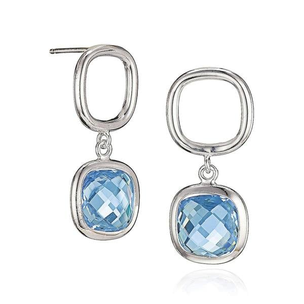 Pia Pale Blue Crystal Earrings, Sterling Silver Cushion-Cut Drop
