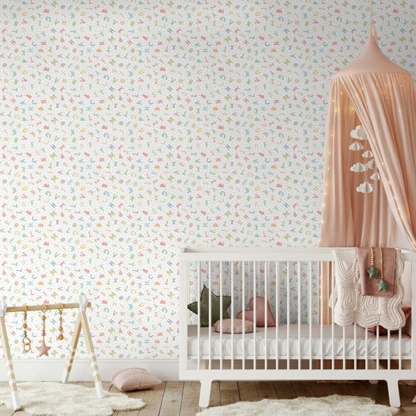 Hoopla Walls Alphabet Jumble - Soft Sorbet 10m Wallpaper