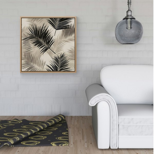 Warren Reed Black And White Tropical Palm Leaves Framed Canvas