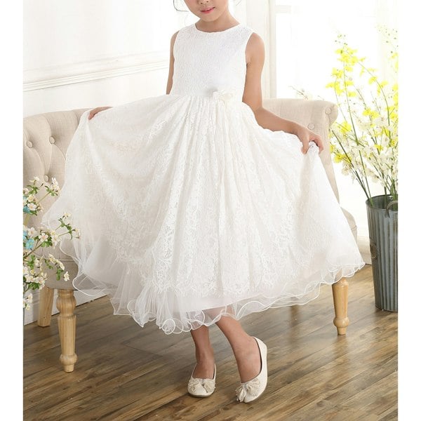 Cinda Ivory Lace Flower Girl Dress