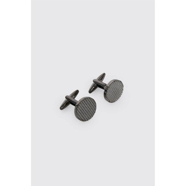 Limehaus Gunmetal Round Diamond Cut Cufflinks