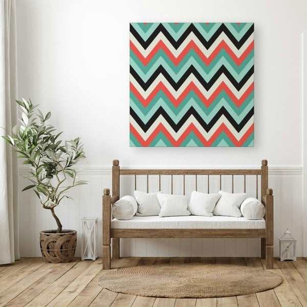 Warren Reed Geometric Colored Chevron Pattern Canvas