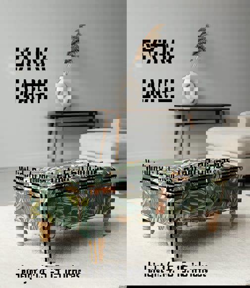 Green Floral Soft Vevet coffee table Ottoman Storage | premium Patterned Footstool Pouffe| - ISTOOLS