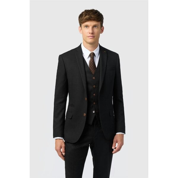 Antique Rogue Slim Fit Black Texture Stretch Jacket