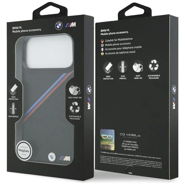 BMW M Tricolor Metal Logo Case with MagSafe for iPhone 17 Pro Max 6.9" Black - BMHMP17X25PCSPEK