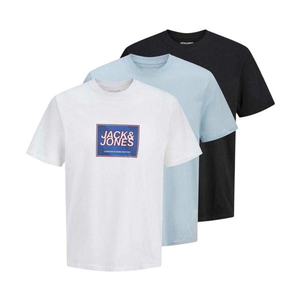Jack And Jones Childrens/Kids Logo T-Shirt (Pack of 3) - Black/White/Blue - 