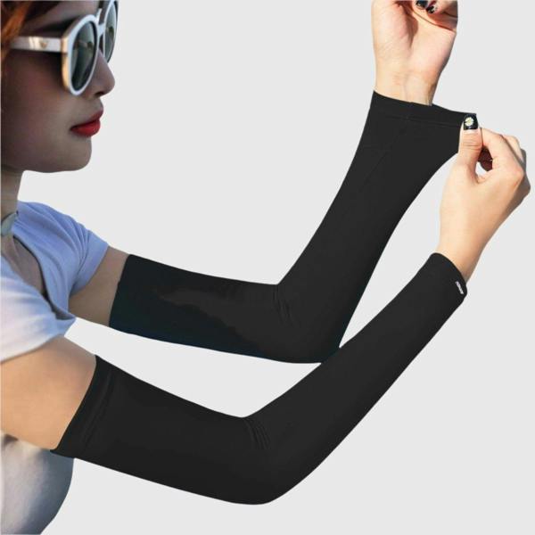 Anniou Sun Protection Arm Sleeves - black-1